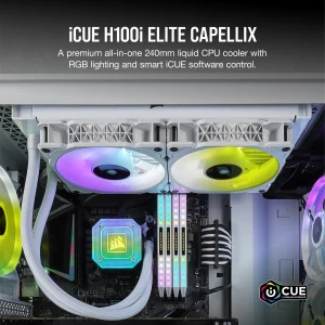 Corsiar iCUE H100i ELITE CAPELLIX 240L Liquid CPU Cooler White Edition (2)
